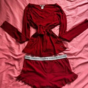 Victoria's Secret Red Cotton Pajama Set